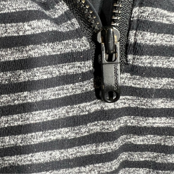 Lululemon Black Grey Striped Studio Half Zip Pullover Top - Picture 3 of 5